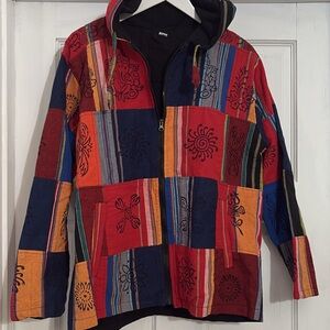 Unisex Handmade Cotton Hooded Festival Jacket. Great condition.
Size S